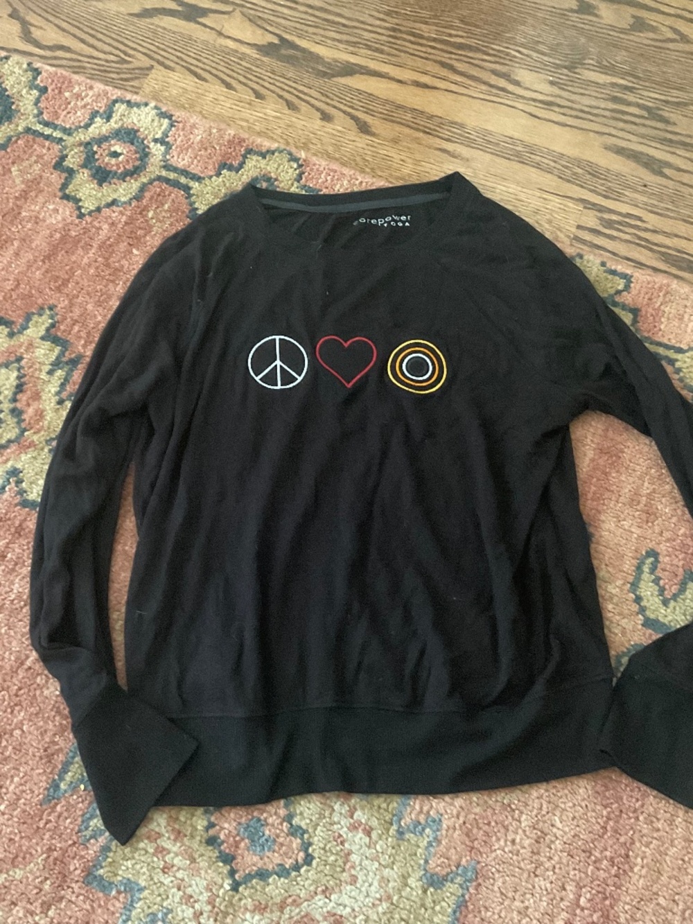 Women’s Core Power Yoga lightweight sweatshirt, black size M